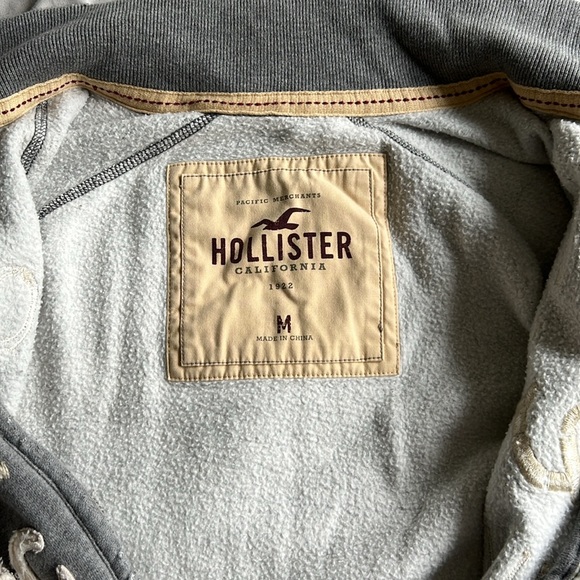 Hollister Riders Laguna Sweatshirt Zip Front Vintage Distressed Medium Gray Y2K - Picture 14 of 15